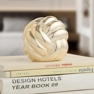 Minimalist Gold Knot Decor – Ceramic Accent for Home & Office